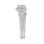 18K WHITE GOLD 3/4CT ROUND/EMERALD DIAMOND LADIES BRIDAL SET(CENTER STONE EMERALD DIAMOND 1/2CT) - Image 5