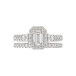 18K WHITE GOLD 3/4CT ROUND/EMERALD DIAMOND LADIES BRIDAL SET(CENTER STONE EMERALD DIAMOND 1/2CT)` - Image 4