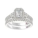 18K WHITE GOLD 3/4CT ROUND/EMERALD DIAMOND LADIES BRIDAL SET(CENTER STONE EMERALD DIAMOND 1/2CT)` - Image 6