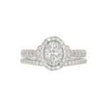 18K WHITE GOLD 3/4CT ROUND/OVAL DIAMOND LADIES BRIDAL SET(CENTER STONE OVAL DIAMOND 1/2CT) - Image 4