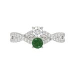 18K WHITE GOLD 7/8CT ROUND DIAMOND LADIES RING(COLOR STONE ROUND GREEN EMERALD DIAMOND 1/4CT) - Image 5