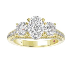 18K YELLOW  GOLD 3.00CT ROUND/OVAL DIAMOND LADIES RING (CENTER STONE OVAL/ROUND DIAMOND 1 1/2CT 1.00CT)