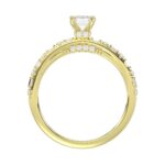 18K YELLOW GOLD 1 1/4CT ROUND/BAGUETTE/EMERALD DIAMOND LADIES BRIDAL SET(CENTER STONE EMERALD DIAMOND 3/4 CT) - Image 2