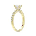18K YELLOW GOLD 1 1/4CT ROUND/BAGUETTE/EMERALD DIAMOND LADIES BRIDAL SET(CENTER STONE EMERALD DIAMOND 3/4 CT) - Image 5