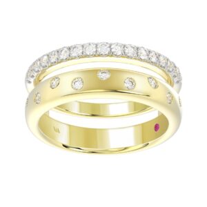18K YELLOW GOLD 1/2CT ROUND DIAMOND LADIES WRAP RING