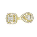 18K YELLOW GOLD 1/2CT ROUND/BAGUETTE DIAMOND LADIES FASHION RING - Image 4