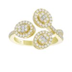18K YELLOW GOLD 1/2CT ROUND/BAGUETTE DIAMOND LADIES FASHION RING