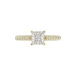 18K YELLOW GOLD 1/4CT ROUND DIAMOND LADIES SEMI MOUNT RING(CENTER STONE MOUNT PRINCESS DIAMOND 1CT) - Image 6