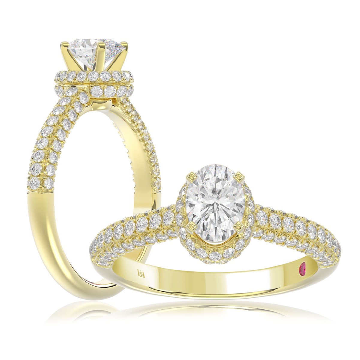 19261783_VA16399Y-1201x1201.jpg 18K YELLOW GOLD 1CT ROUND/OVAL DIAMOND LADIES RING( CENTER STONE OVAL DIAMOND 1/2 CT) - Image 1