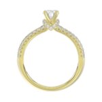 18K YELLOW GOLD 1CT ROUND/OVAL DIAMOND LADIES SEMI MOUNT RING(CENTER STONE OVAL DIAMOND 3/4CT) - Image 3