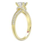 18K YELLOW GOLD 1CT ROUND/OVAL DIAMOND LADIES SEMI MOUNT RING(CENTER STONE OVAL DIAMOND 3/4CT) - Image 4