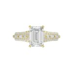 18K YELLOW GOLD 3/4CT ROUND/BAGUETTE/EMERALD DIAMOND LADIES SEMI MOUNT RING - Image 7