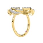 18K YELLOW GOLD 5/8CT ROUND/BAGUETTE DIAMOND LADIES FASHION RING - Image 4