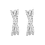 14K WHITE  GOLD 1CT ROUND DIAMOND LADIES HOOP EARRINGS