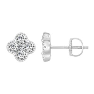 14K WHITE GOLD 1 1/5CT ROUND DIAMOND LADIES EARRINGS