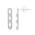 14K WHITE GOLD 1/2CT ROUND/BAGUETTE DIAMOND LADIES EARRINGS - Image 2