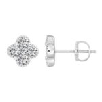 14K WHITE GOLD 1/4CT ROUND DIAMOND LADIES EARRINGS