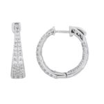 14K WHITE GOLD 1CT ROUND DIAMOND LADIES HOOP EARRINGS