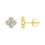 14K YELLOW GOLD 1/4CT ROUND DIAMOND LADIES EARRINGS