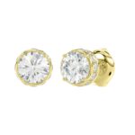 18K YELLOW GOLD 1CT ROUND DIAMOND LADIES EARRINGS(CENTER STONE ROUND DIAMOND 7/8CT) - Image 3