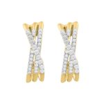 18K YELLOW GOLD 1CT ROUND DIAMOND LADIES HOOPS EARRINGS