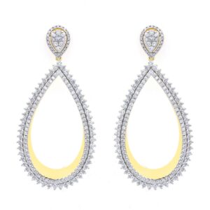 18K YELLOW GOLD 3CT ROUND DIAMOND LADIES EARRINGS