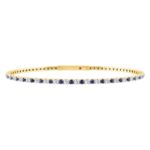 14K YELLOW GOLD 2 1/2CT ROUND DIAMOND LADIES FLEXIBLE BANGLE (BLUE SAPPHIRE ROUND 1 1/2CT)