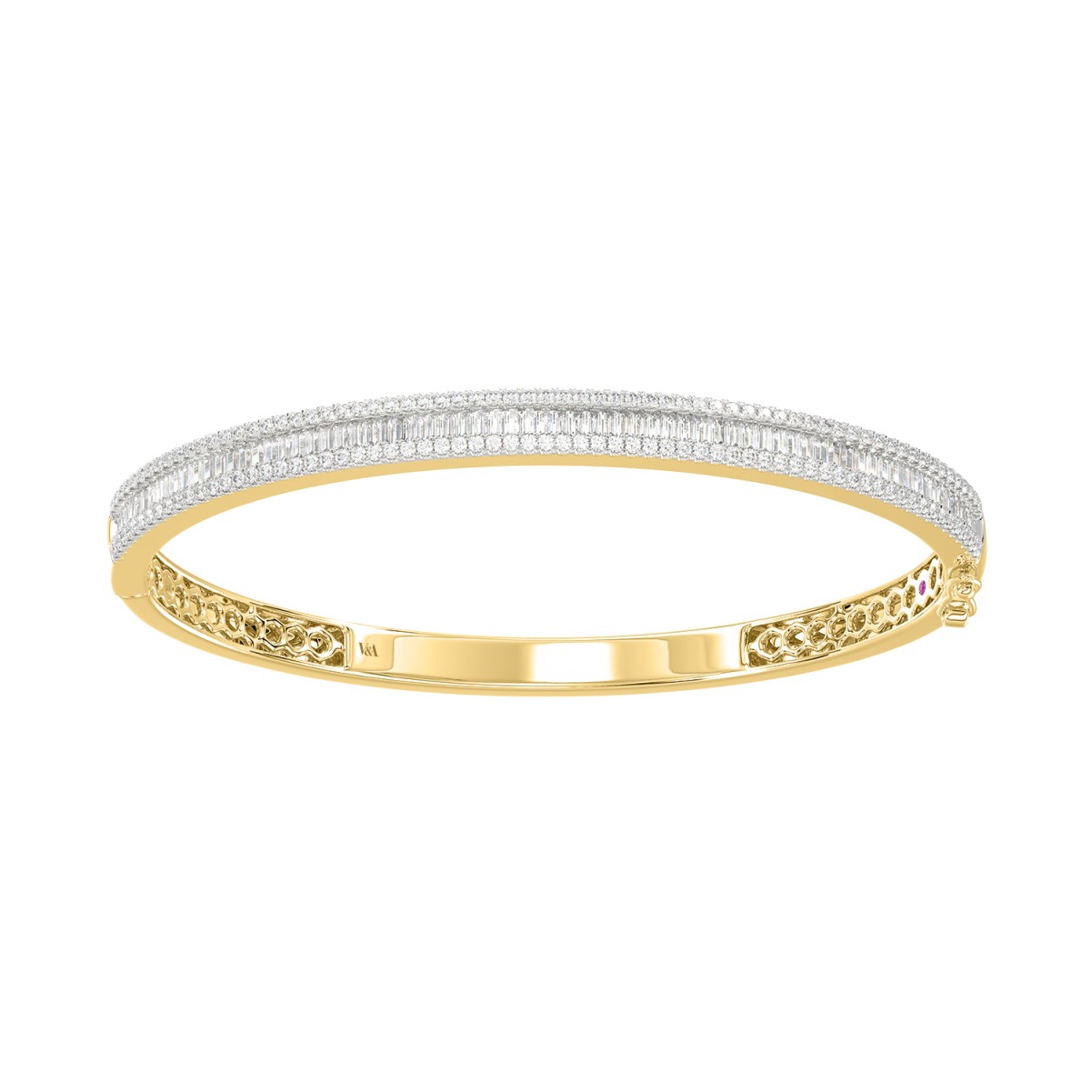 19263521_VA28162Y-1201x1201.jpg 18K YELLOW GOLD 2.00CT ROUND/BAGUETTE DIAMOND LADIES BANGLE - Image 1