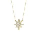 10K YELLOW GOLD 1/10CT ROUND/PINK SAPPHIRE DIAMOND LADIES NECKLACE - Image 2