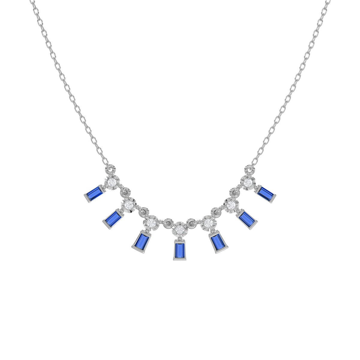 19263646_VA23478W-14K-1201x1201.jpg 14K WHITE GOLD 1/2CT ROUND/BAGUETTE/PINK SAPPHIRE DIAMOND LADIES NECKLACE - Image 1
