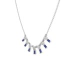 14K WHITE GOLD 1/2CT ROUND/BAGUETTE/PINK SAPPHIRE DIAMOND LADIES NECKLACE - Image 3