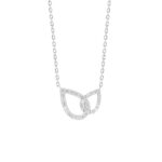14K WHITE GOLD 1/3CT ROUND/BAGUETTE DIAMOND LADIES PENDANT WITH CHAIN