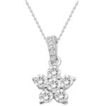 14K WHITE GOLD 1/3CT ROUND/PINK SAPPHIRE DIAMOND LADIES PENDANT WITH CHAIN