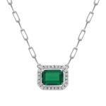 14K WHITE GOLD 1CT ROUND/EMERALD DIAMOND LADIES NECKLACE