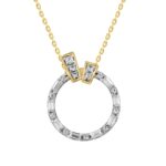 18K YELLOW GOLD 1/4CT ROUND/BAGUETTE DIAMOND LADIES NECKLACE