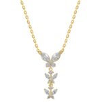 18K YELLOW GOLD 1CT ROUND/MARQUISE DIAMOND LADIES NECKLACE