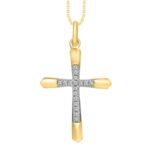 STERLING SILVER YELLOW 1/20CT ROUND DIAMOND LADIES PENDANT WITH CHAIN