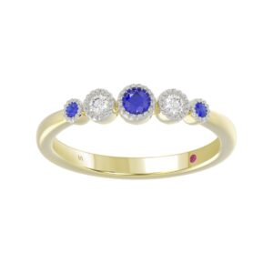 10K YELLOW GOLD 1/3CT ROUND DIAMOND LADIES RING (ROUND BLUE SAPPHIRE DIAMOND 1/5CT)