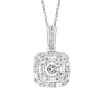 LADIES PENDANT 0.50CT ROUND/BAGUETTE DIAMOND 14K WHITE GOLD
