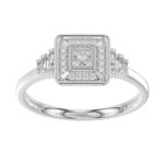 LADIES RING 0.25CT ROUND/BAGUETTE DIAMOND 14K WHITE GOLD