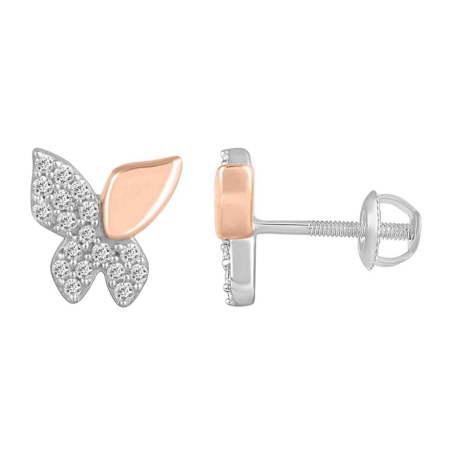 19356608_258255WR-29071.jpg LADIES STUD EARRINGS 0.20CT ROUND DIAMOND 10K WHITE/ROSE GOLD - Image 1