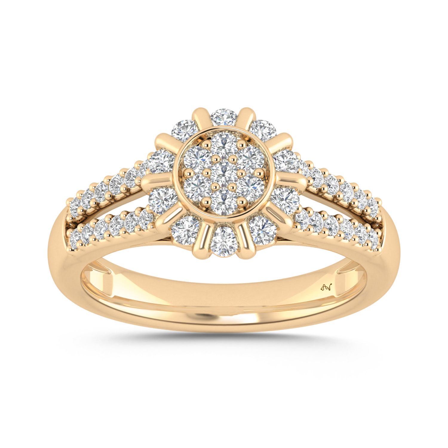 19357266_348223Y-4946115.jpg LADIES RING 0.50CT ROUND DIAMOND 10K YELLOW GOLD - Image 1