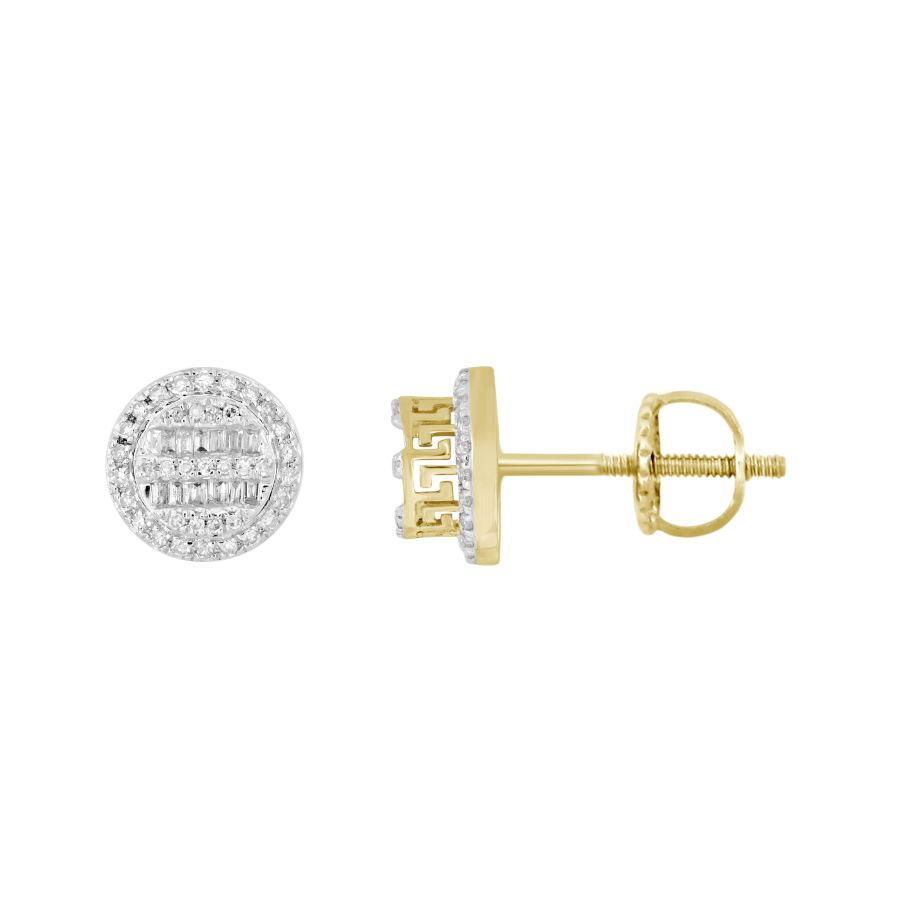 19483763_297604Y-58276.jpg LADIES EARRINGS 0.33CT ROUND/BAGUETTE DIAMOND 10K YELLOW GOLD - Image 1