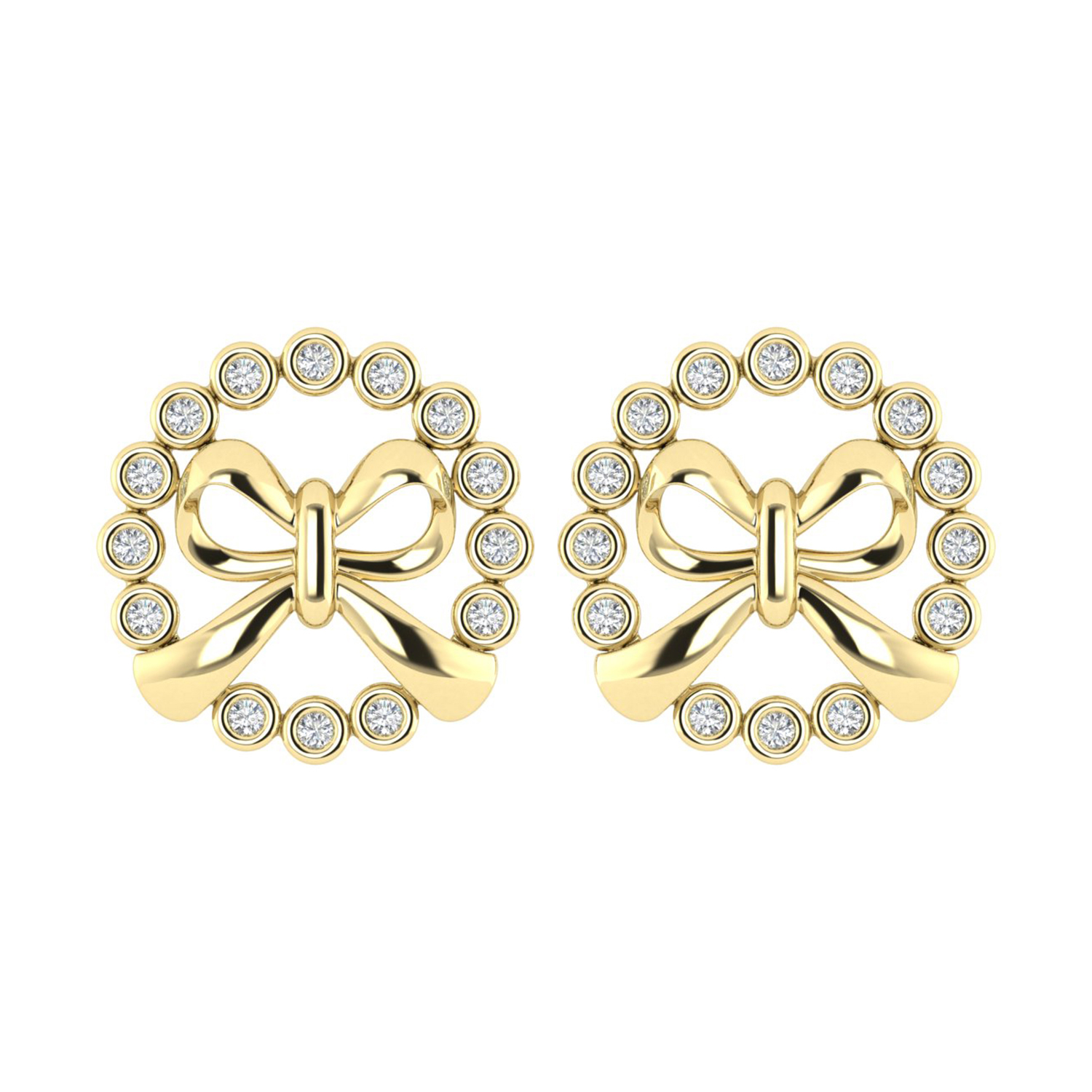19483979_348620Y-4945137.jpg LADIES EARRINGS 0.25CT ROUND DIAMOND 10K YELLOW GOLD - Image 1