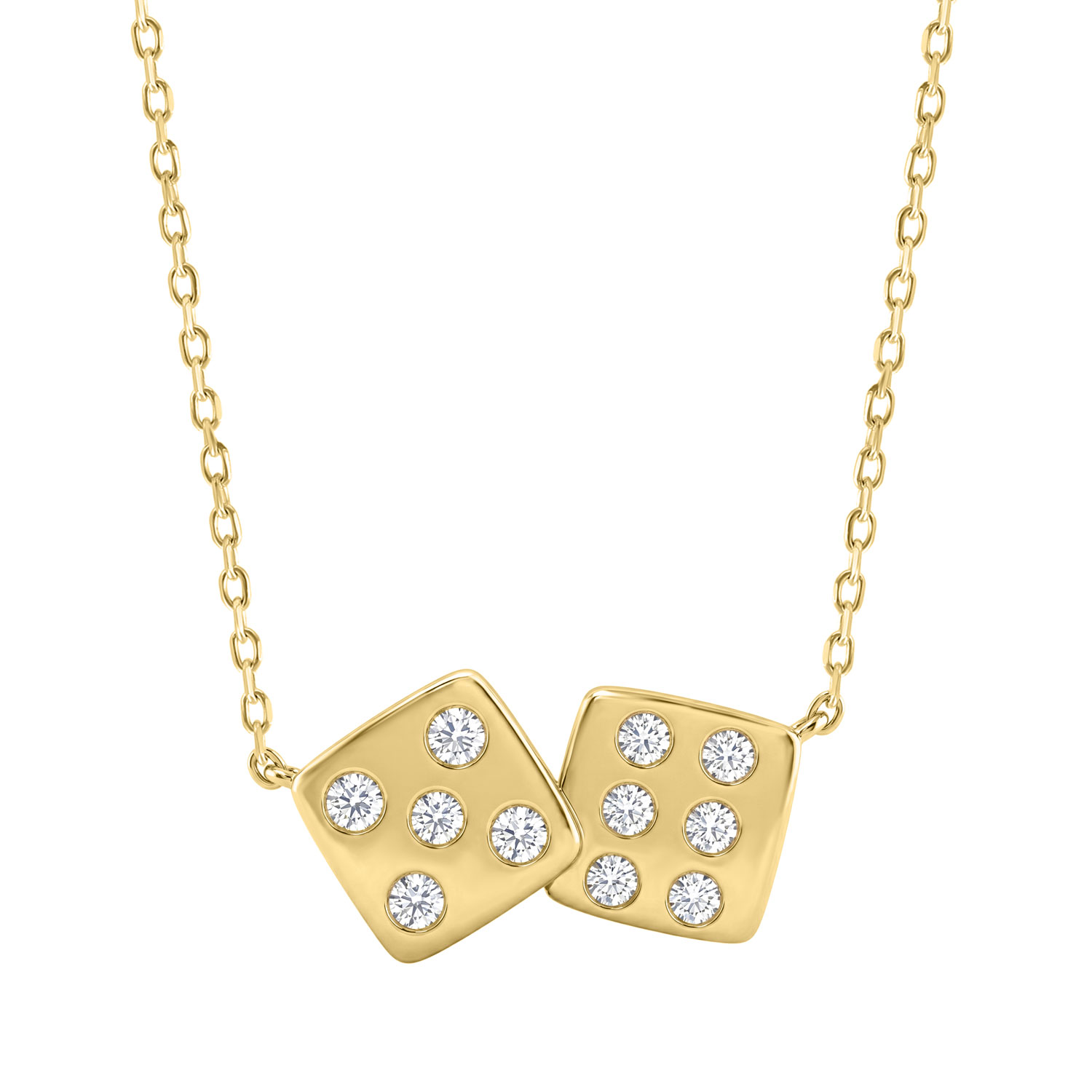 19484285_364455Y.jpg Classic 10K Yellow Gold Diamond Necklace For Ladies 0.16Ct Round Cut Diamonds - Image 1