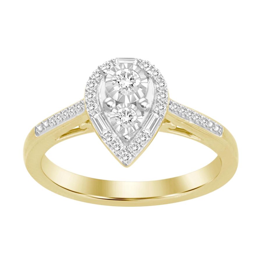 19933607_245549Y-32255.jpg LADIES RING 0.25CT ROUND/BAGUETTE DIAMOND 10K YELLOW GOLD - Image 1