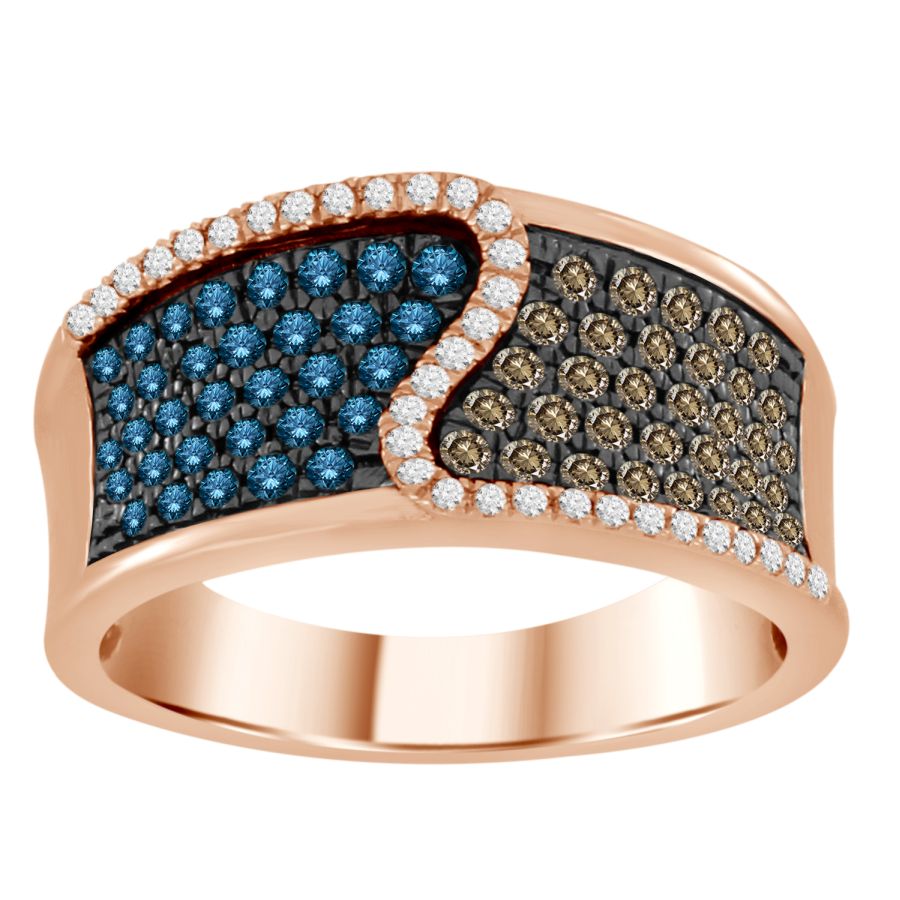 19933635_206879R-A-36602.jpg LADIES BAND 0.75CT ROUND/BLUE SAPPHIRE/DARK BROWN DIAMOND 14K ROSE GOLD - Image 1