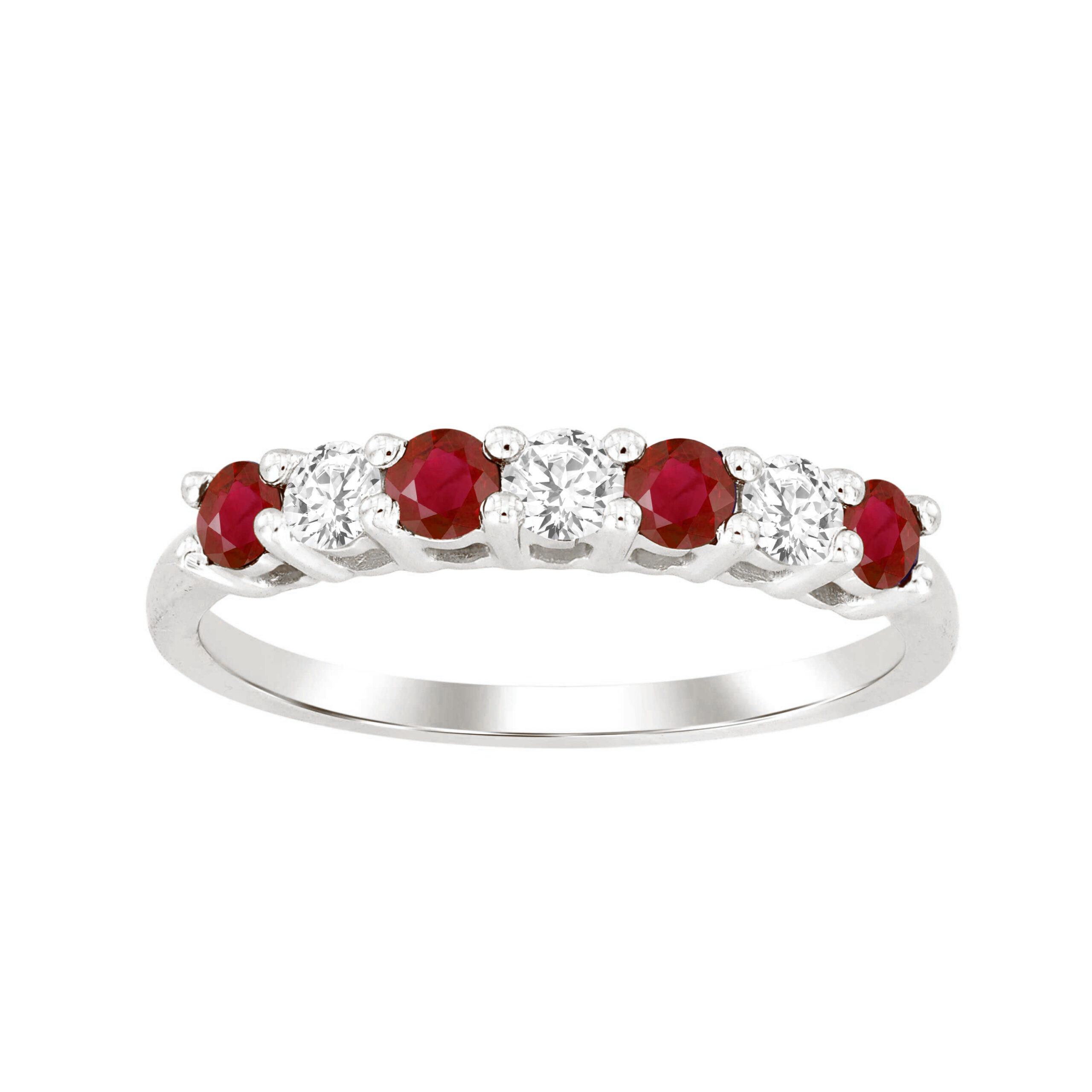 19933678_311540W-A-52967.jpg LADIES BAND 0.65CT RUBY/ROUND DIAMOND 14K WHITE GOLD - Image 1