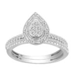 LADIES BRIDAL SET 0.50CT ROUND/BAGUETTE DIAMOND 10K WHITE GOLD