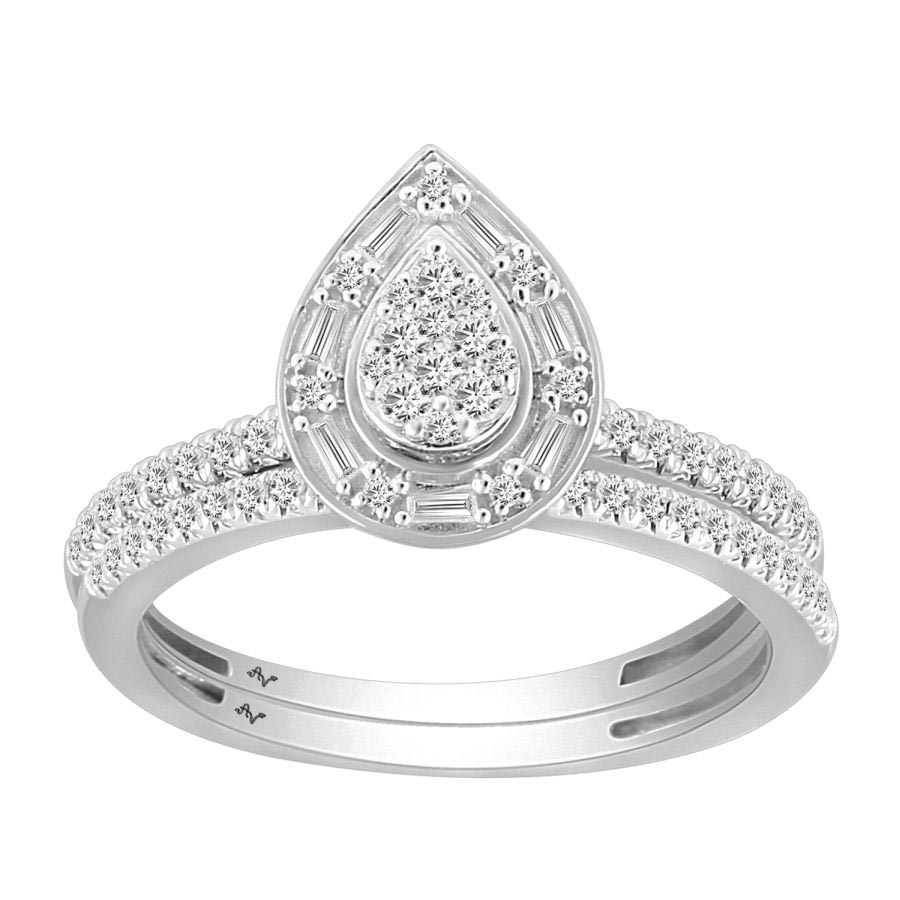 20300619_284542W-28734.jpg LADIES BRIDAL SET 0.50CT ROUND/BAGUETTE DIAMOND 10K WHITE GOLD - Image 1